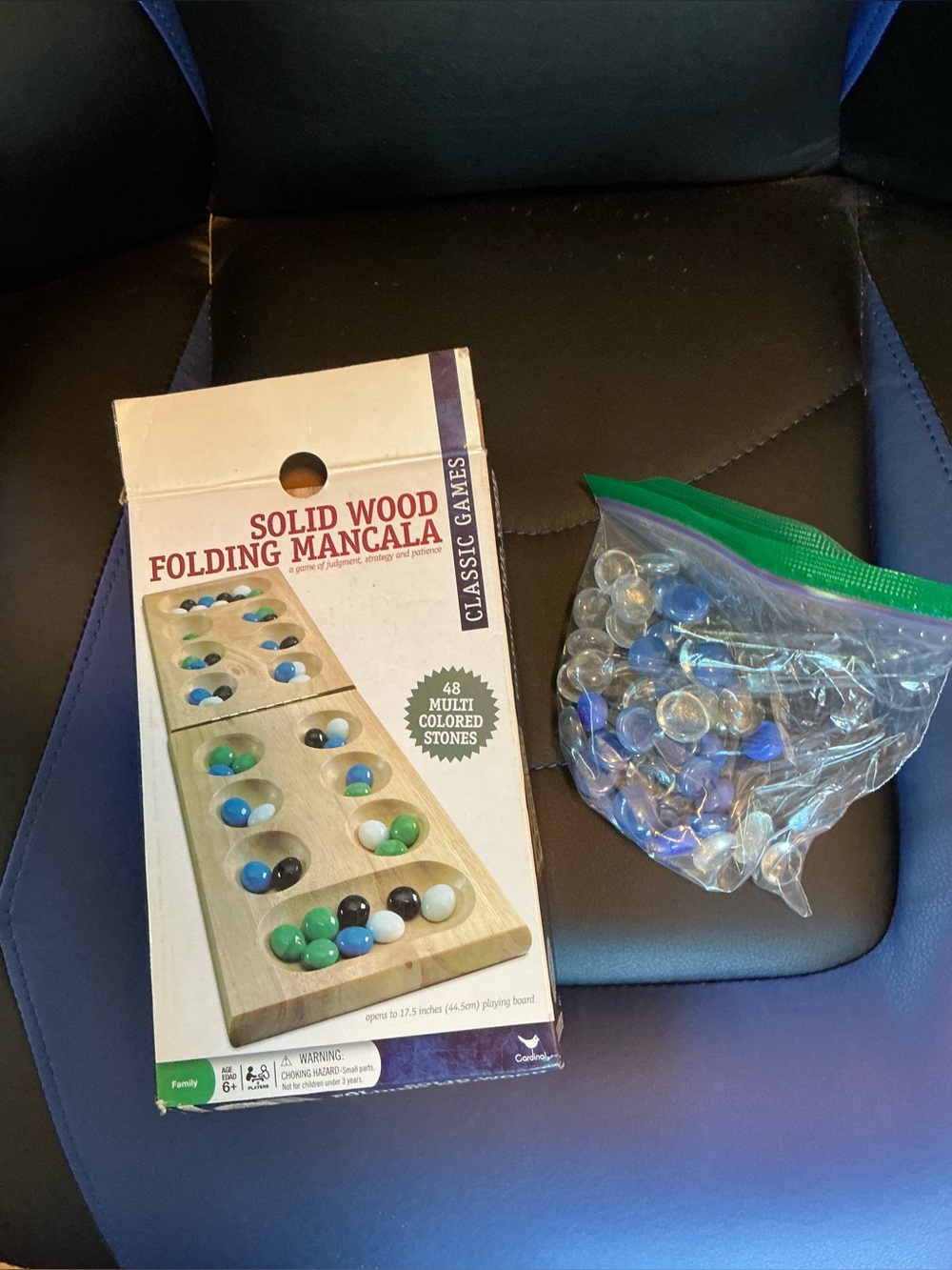 Cardinal Solid wood folding MANCALA game board + 5- stones